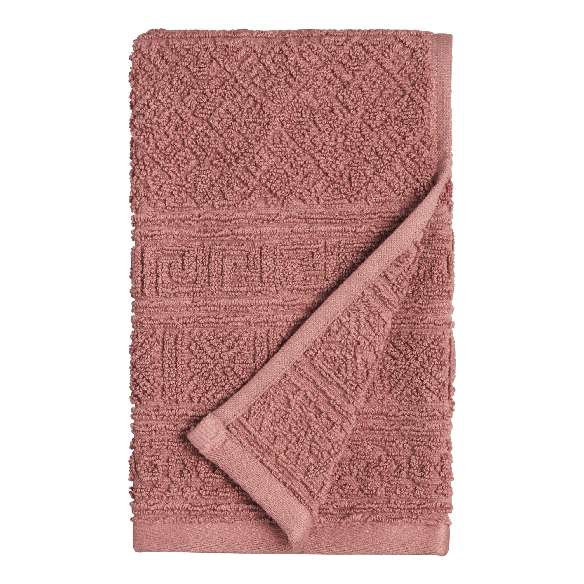 Blush Geo Textured Simone Hand Towel: Pink - Cotton by World Market