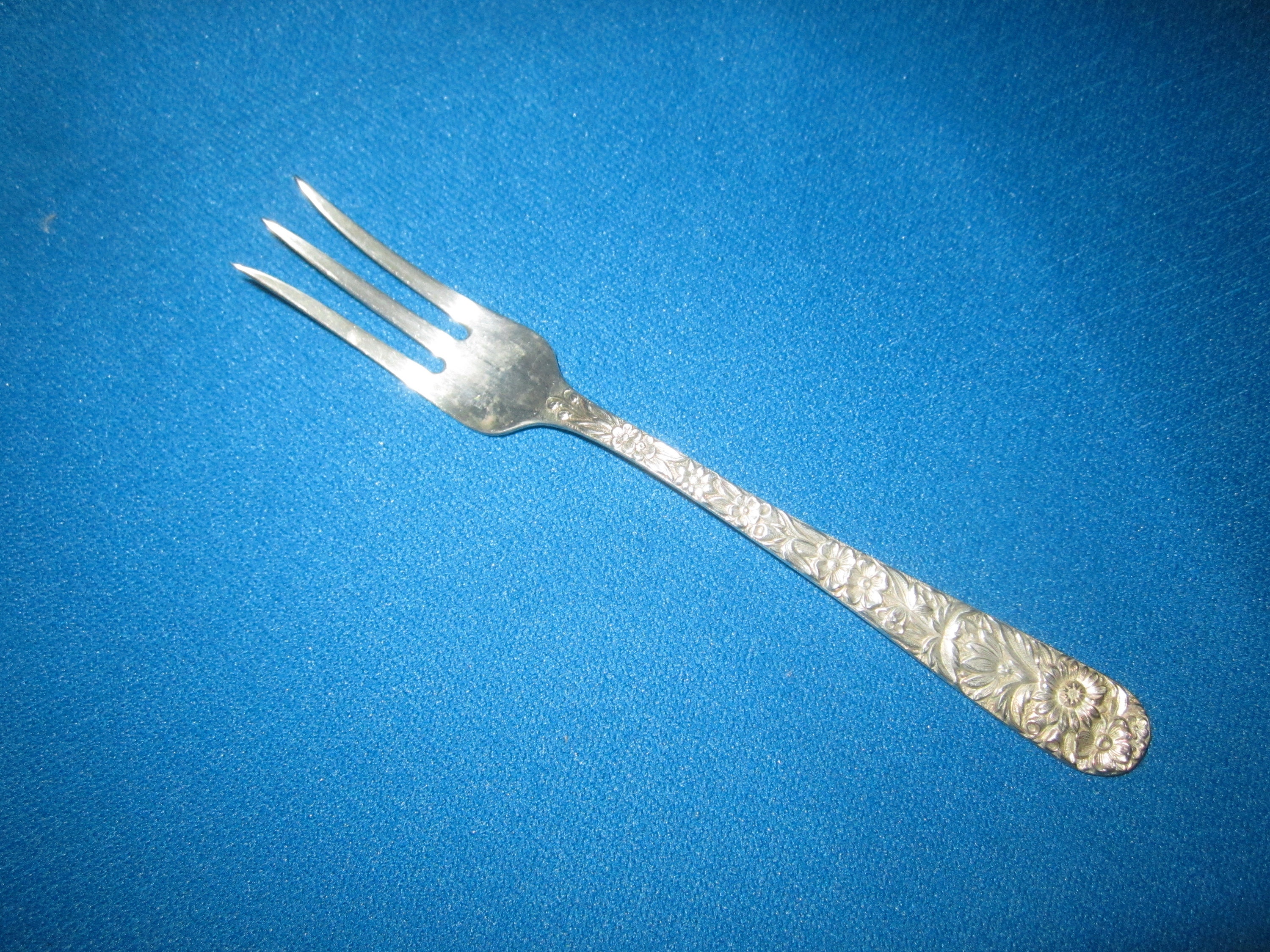 Vintage Sterling Silver S. Kirk & Son Repousse Cocktail Seafood Server Fork