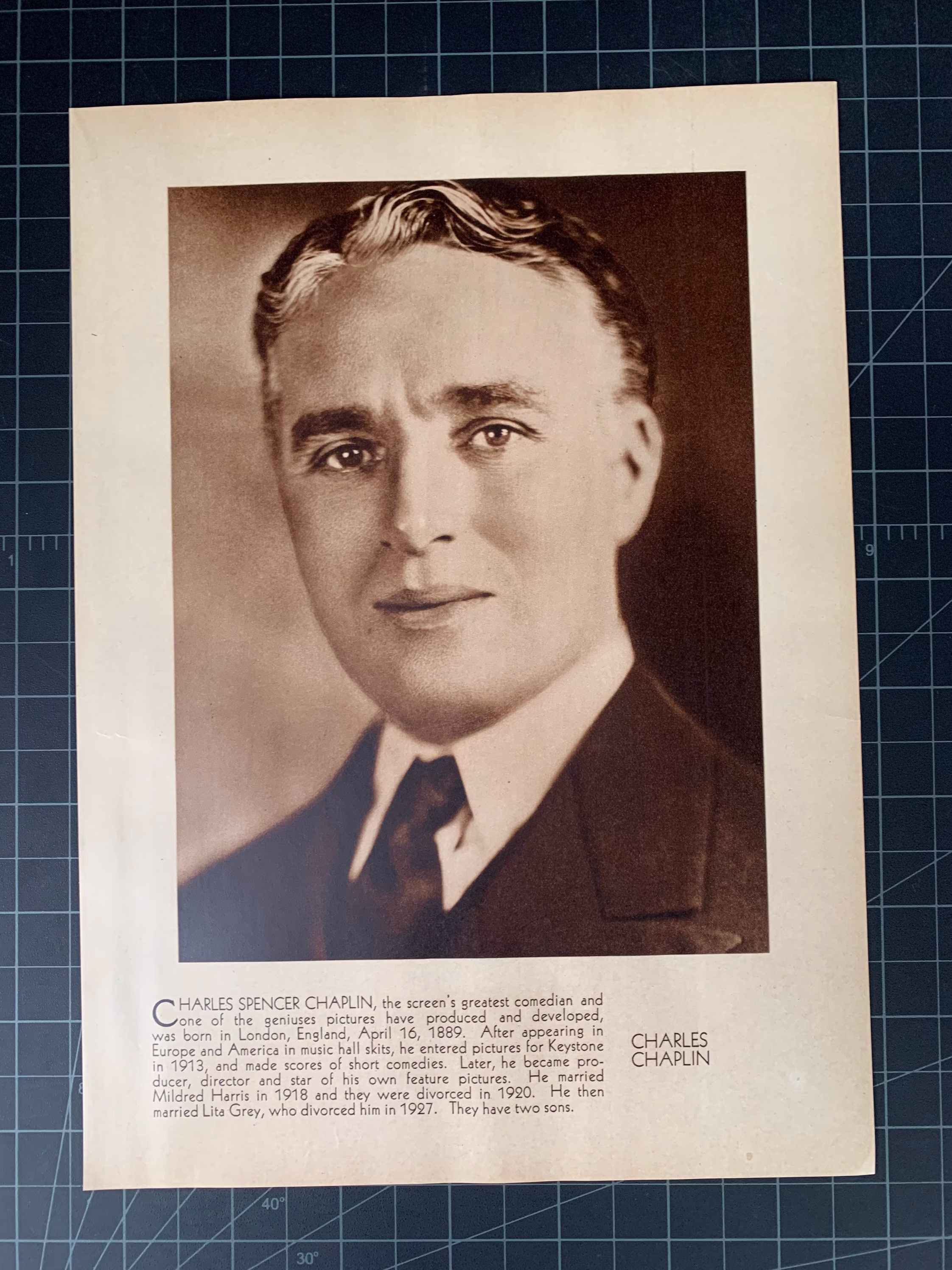 Vintage Charlie Chaplin Photoplay Portrait