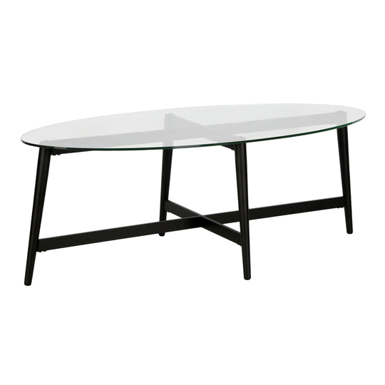 Oval Metal and Glass Top Maren Coffee Table: Black by World Market