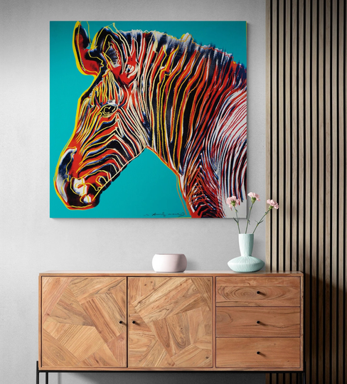 Grervys Zebra in Blue| Andy Warhol | Canvas Print - Wall Pop Art Decor - Multiple Sizes