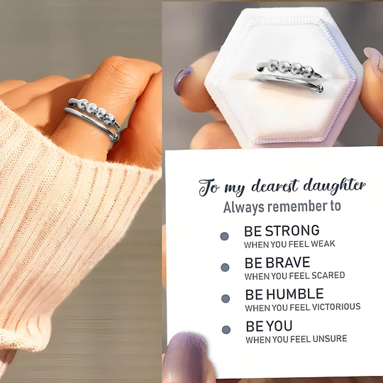 To My Dearest Daughter 4 Beads Anxiety Relief Ring