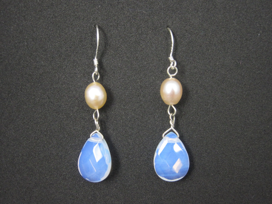 sterling Opalite Pearl Earrings