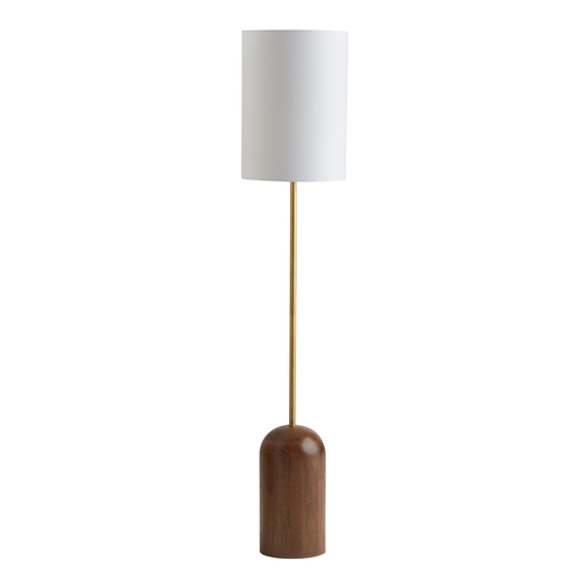 Gold and Walnut Brown Plinth Floor Lamp: Brown/White/Natural - Ceramic by World Market