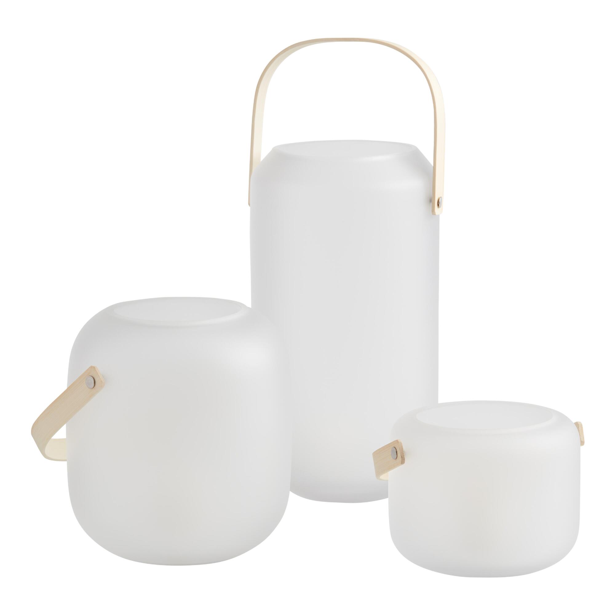 White Frosted Glass Lantern with Wood Handle by World Market