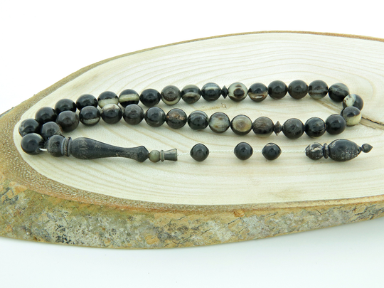 Big Black Ram Horn 33 Beads Islamic Prayer Beads Misbaha Tesbih 303023, Islamic Rosary