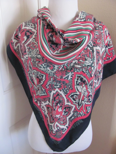 Vintage Black Paisley Soft Silk Blend Scarf - 30" X 36" Square // Many Others To Choose From in My Shop Designer Scarves