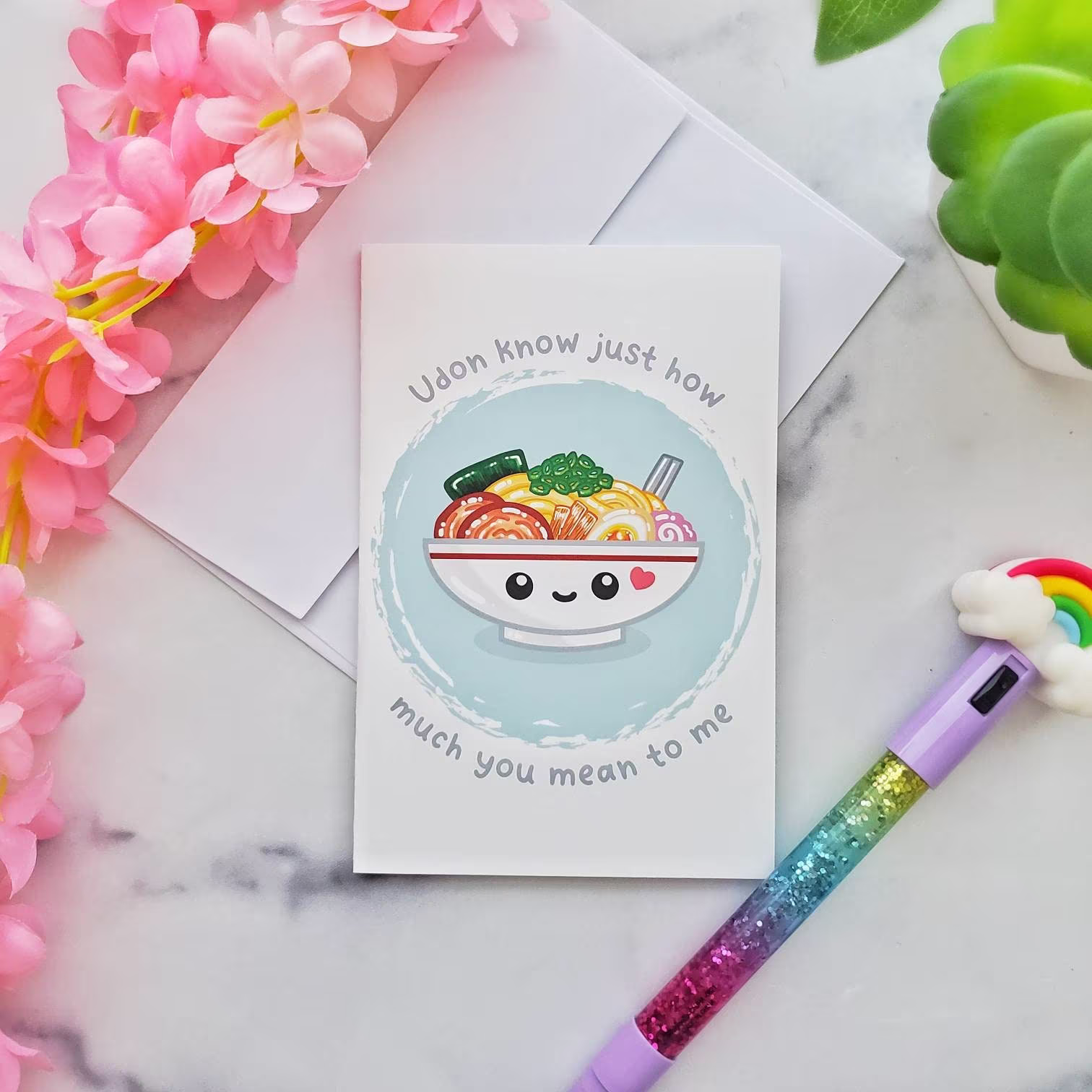 Udon Noodle Ramen Greeting Card, Noodles Card, Noodles Cute Foodie Cards, Gift, Noodle Lover, Ramen Food Lover