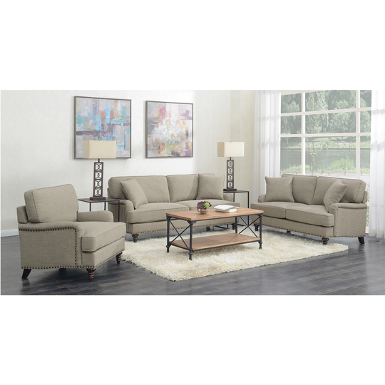 Picket House Furnishings Cassandra Modern Polyester/Polyester Blend Smoke Living Room Set in Off-White | UBB0913PC