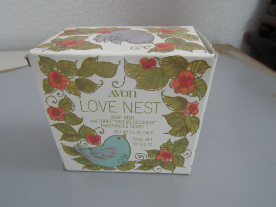 Vintage Avon Love Nest Soap Dish & 3 Fragranced Soaps New Old Stock Free Shipping