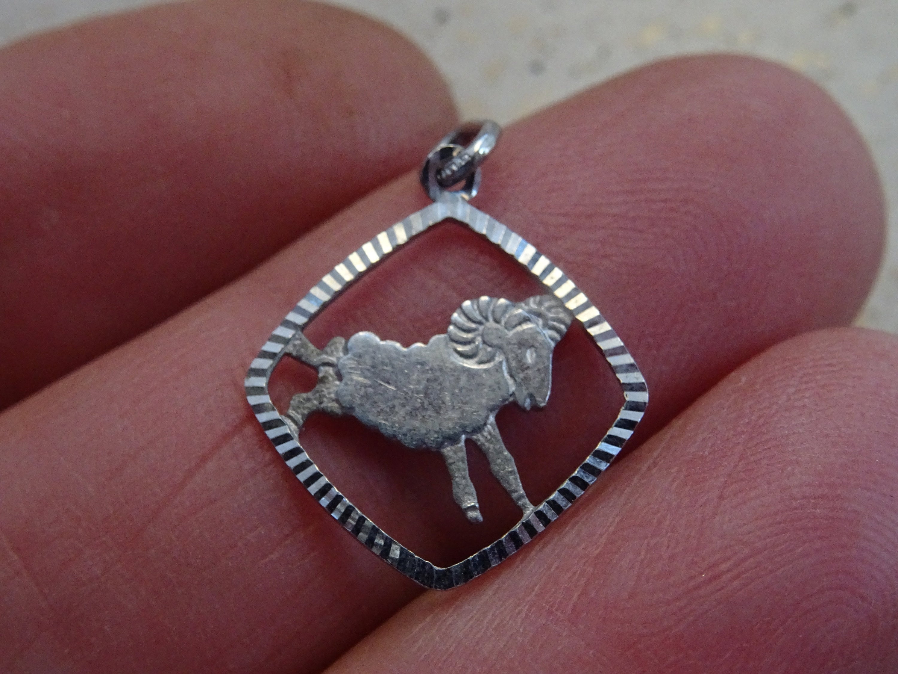 Vintage Silver | Marked 800 Zodiac Constellation Medal Pendant Charm Medallion Sign Of Aries. Ram C 19