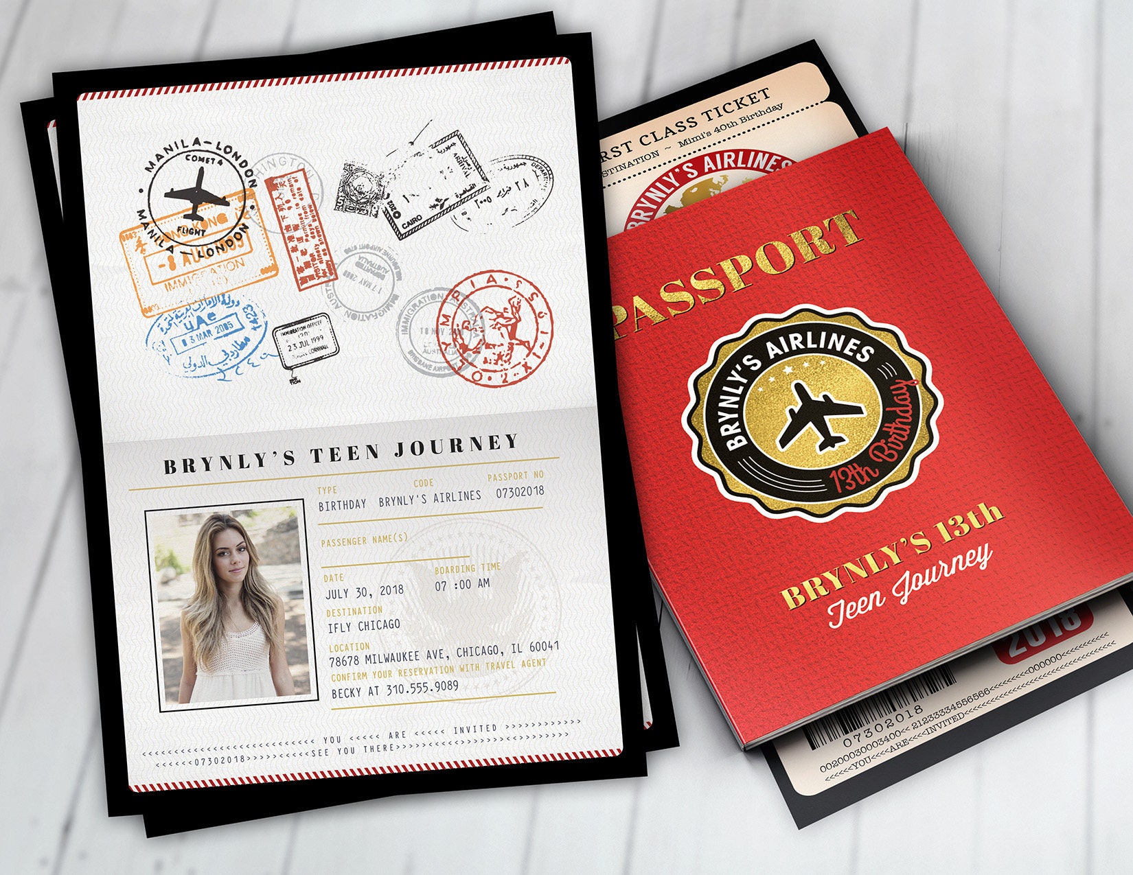 Passport & Ticket Birthday Invitation, Travel Party Personalized Ticket Party, Digital Files Only