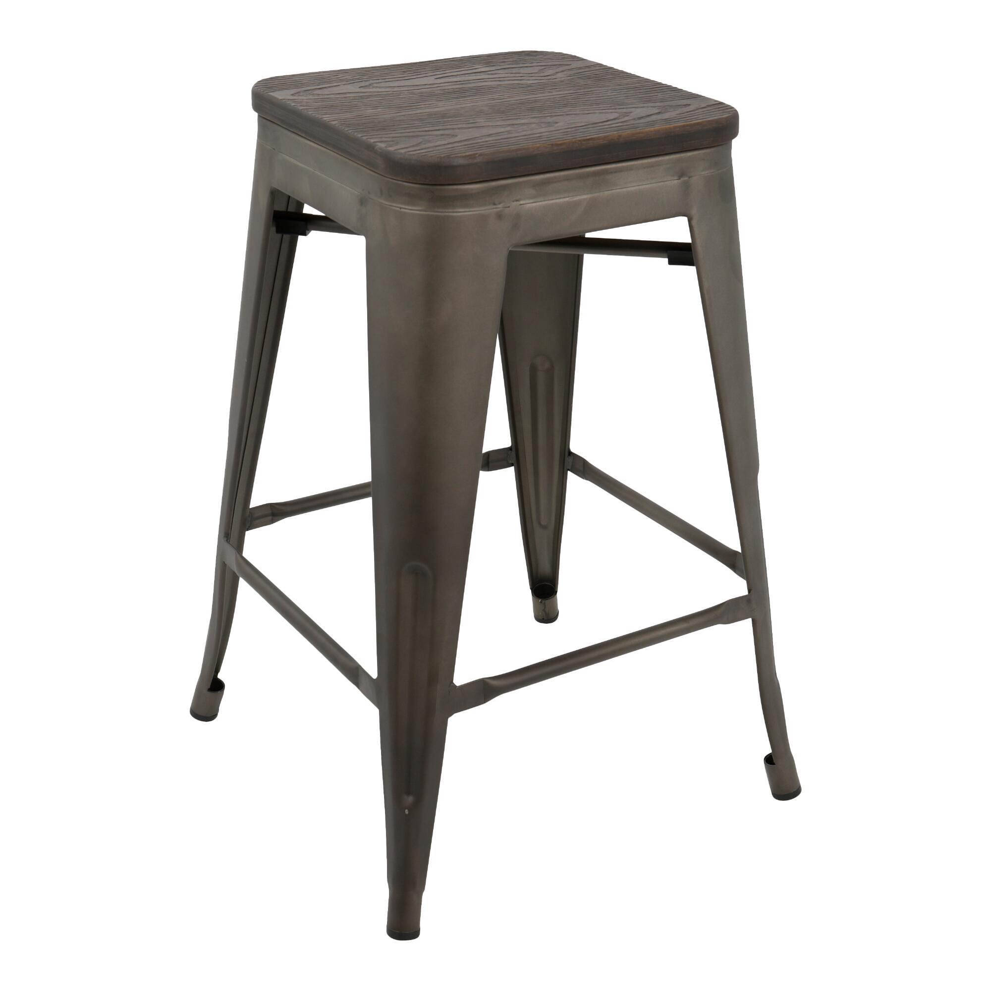 Metal and Wood Backless Arwen Counter Stools Set Of 2 by World Market