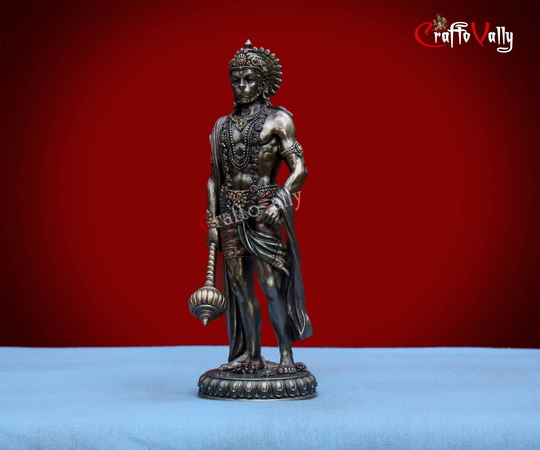 Resin Hanuman Statue - 27cm Statue, Bajrangbali Ram Bhakt Hanuman, Standing For Home, Office, Temple, Corner, Décor, Gift