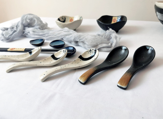 Japanese Ceramic Spoon Set . .soup Spoon. Dessert Kitchen Decor. Housewarming Gift. Foodie Gift