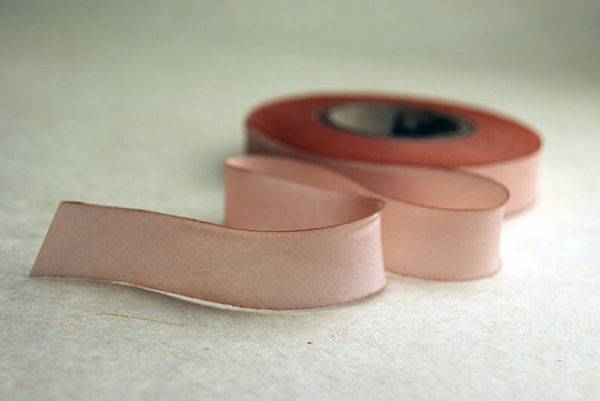 Hand Dyed Silk Ribbon - Pink Peach Blend 518 3 Yards Bias Cut Length Five Widths 1/2", 5/8", 1", 1.5", 2.5"