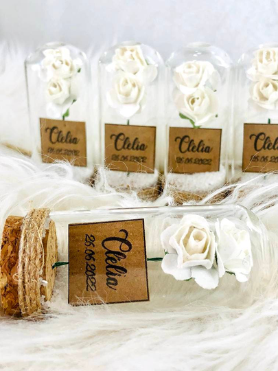 Rose Decorated Wedding Guest Favors For Your Special Guests, Customized Colored Bridal Shower By Glass, Engagement Party Keepsakes