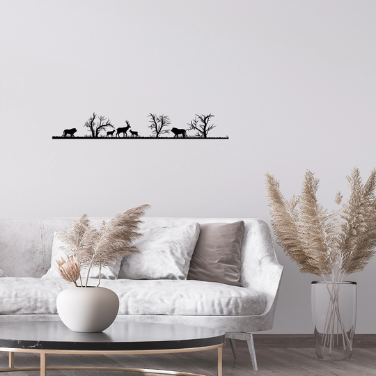 Safari Animals Metal Wall Decor | 2 Piece Art Office Living Room |Housewarming Gift For Hunters