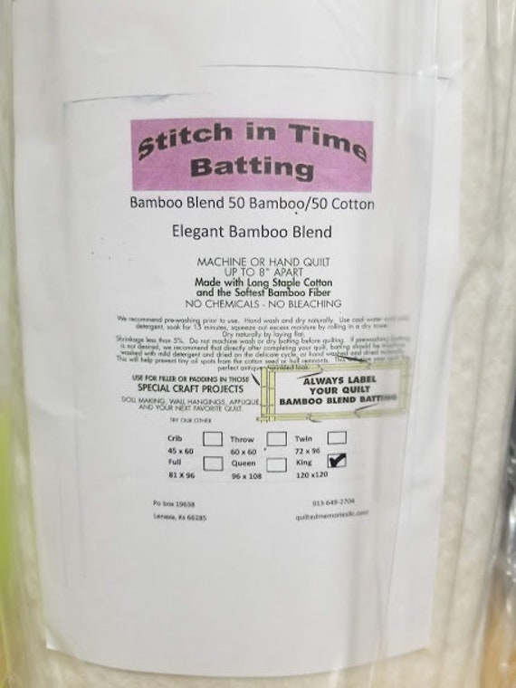 Elegant Bamboo/Cotton Blend Quilt Batting Twin 72 X 90"