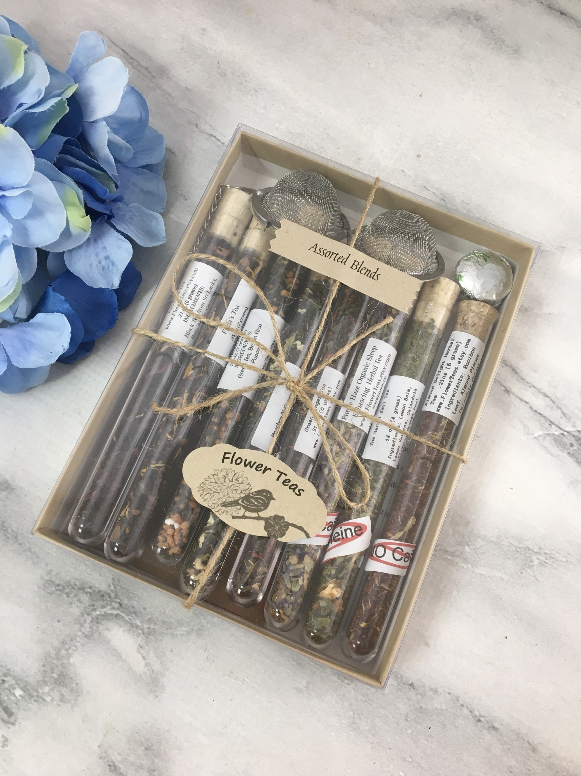 8 Assorted Blends Loose Leaf Tea Sampler Gift Set Or Choose No Caffeine, Matcha, Wellness Yoga For Lover Gender Neutral