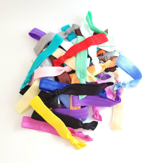 Grab Bag Of 10 Solid Color Elastic Hair Ties, Women's Yoga Tie Bracelets, Girl's Ties