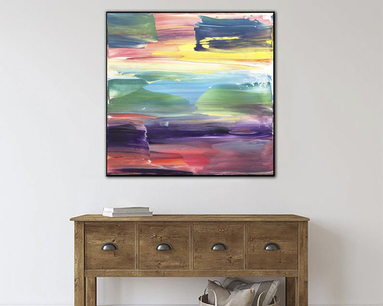 Extra Large Colorful Brush Strokes Painting Impasto Rainbow Canvas Art Expressionist Modern Contemporary Room Decor