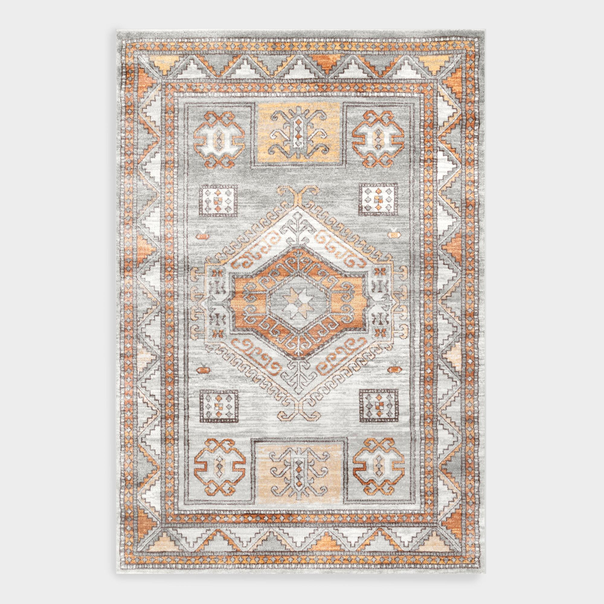 Orange Multicolor Vintage Kathleen Area Rug - Polypropylene - 5' x 8' by World Market