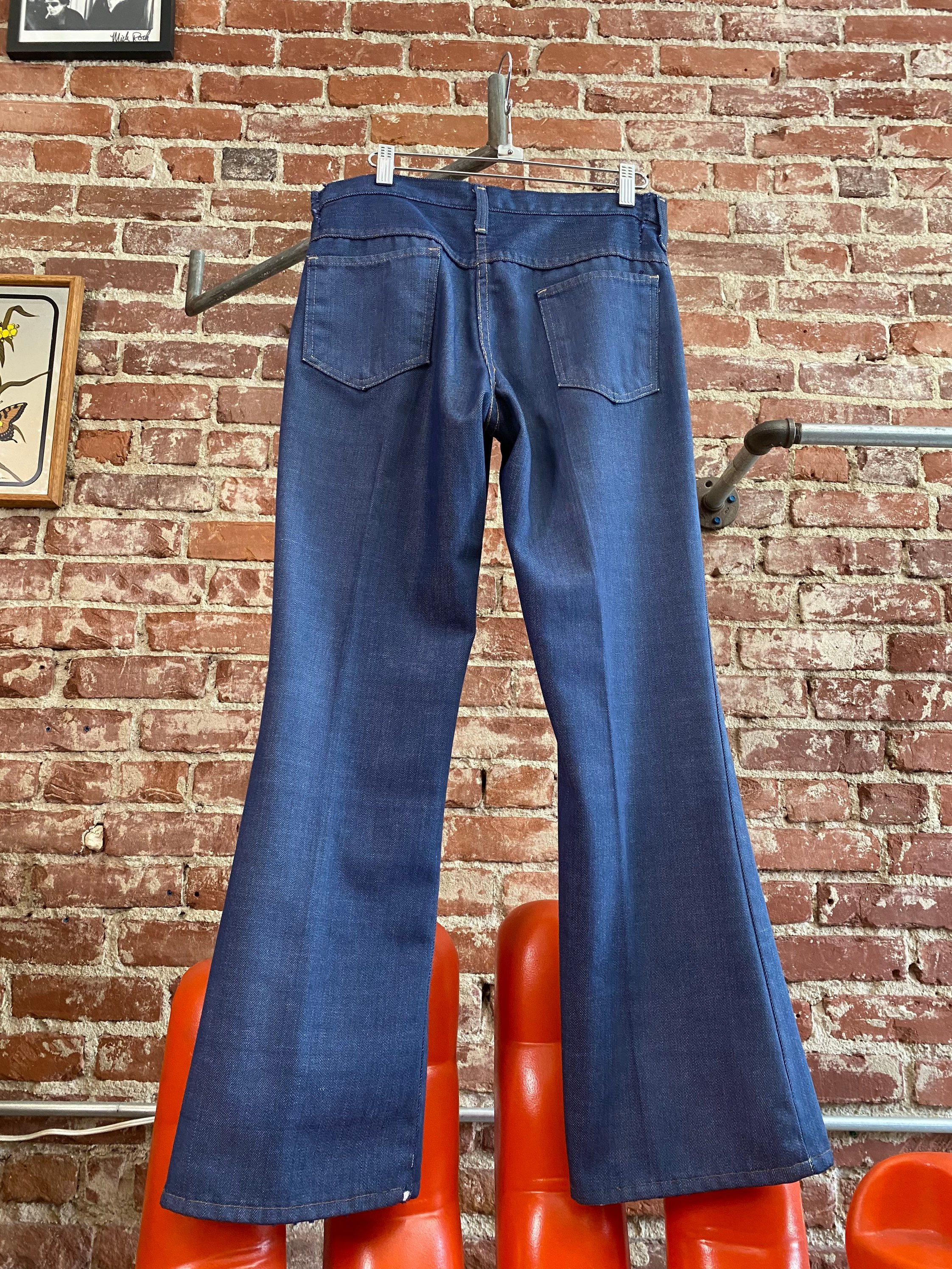 70S Men's Denim Blend Flared Jeans, 31 Waist, 28 Inseam, Jeans, Men's Vintage Denim, Clothing, Denim Flares"