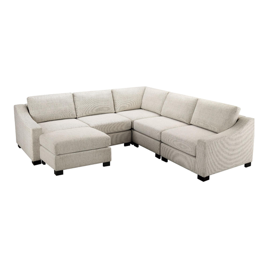 Cream Slope Arm Hayes 6 Piece Square Modular Sectional Sofa by World Market