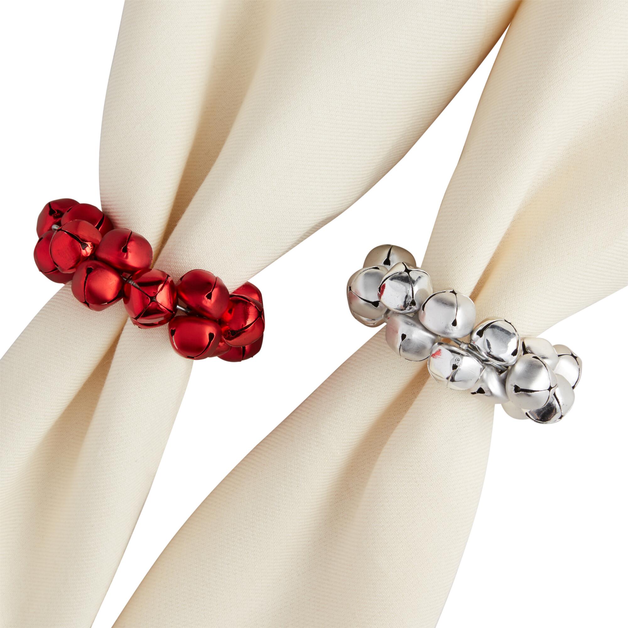 Pier Place Jingle Bell Napkin Rings Set of 4: Red - Iron by World Market