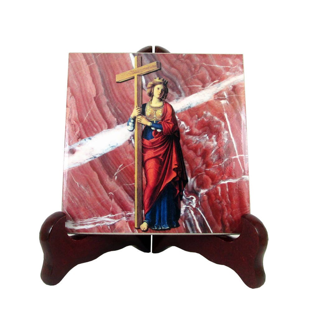 Catholic Saints - Saint Helena Of The Cross Collectible Ceramic Tile Catholic Saint St Helen Holy Handmade in Italy