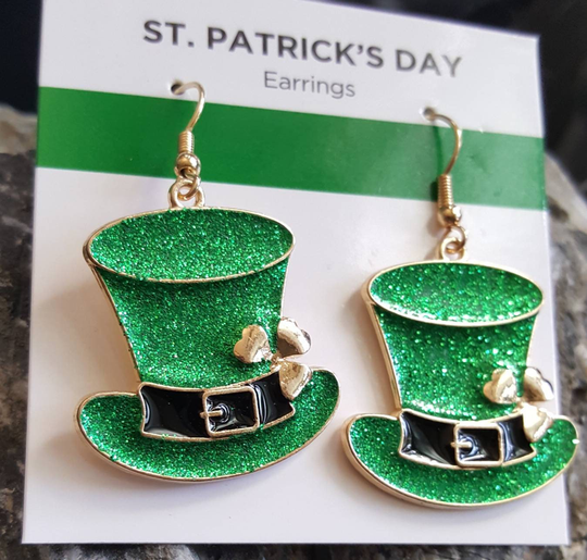 Fun Holiday Earrings, St Patrick's Day Earrings Jewelry, Party For Patricks Leprechaun Hat