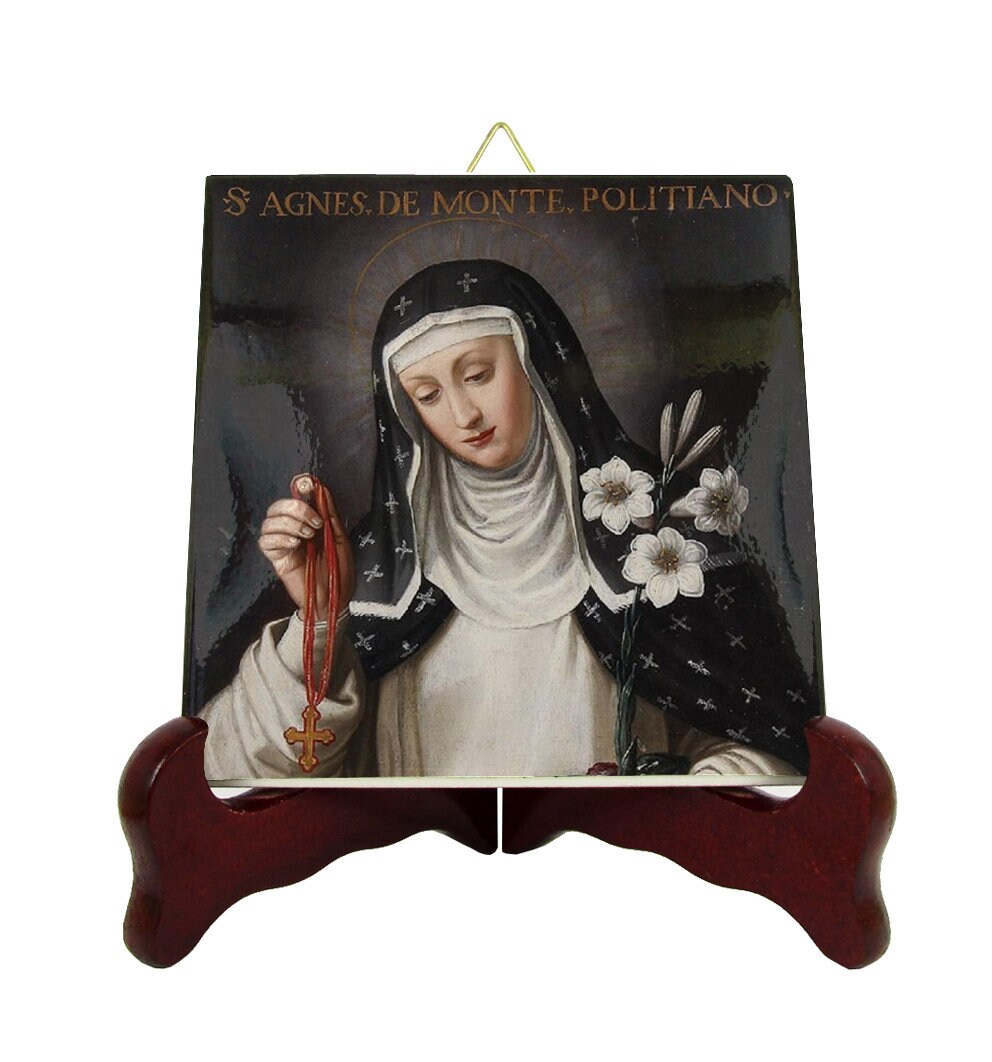 Saints Art - St Agnes Of Montepulciano Icon On Tile Saint Catholic Dominican Order Dominicans