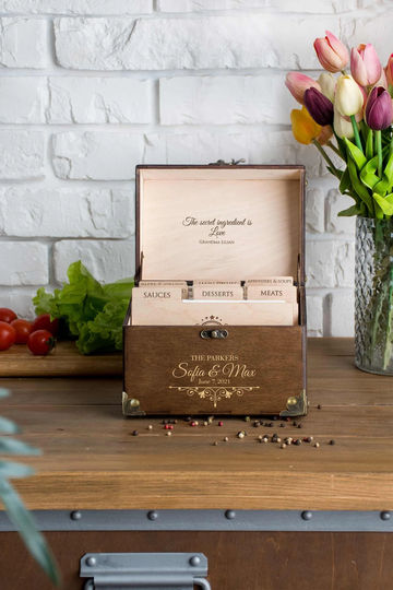 Recipe Box For Bridal Shower Customized Personalized Card With Dividers Wooden Gift Daughter On Wedding