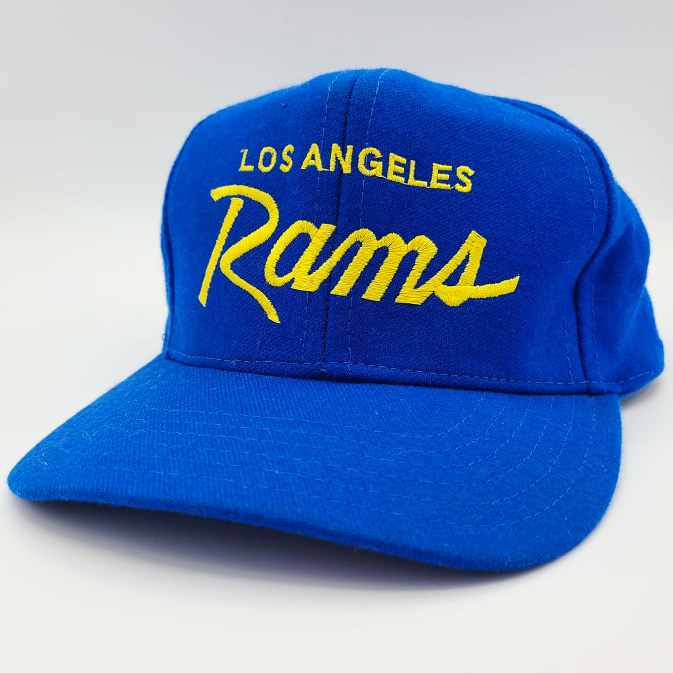 Los Angeles Rams Vintage 80S Script Snapback Hat - 1980 Nfl Euro Cap Blue & Yellow One Size Fits All Free Shipping