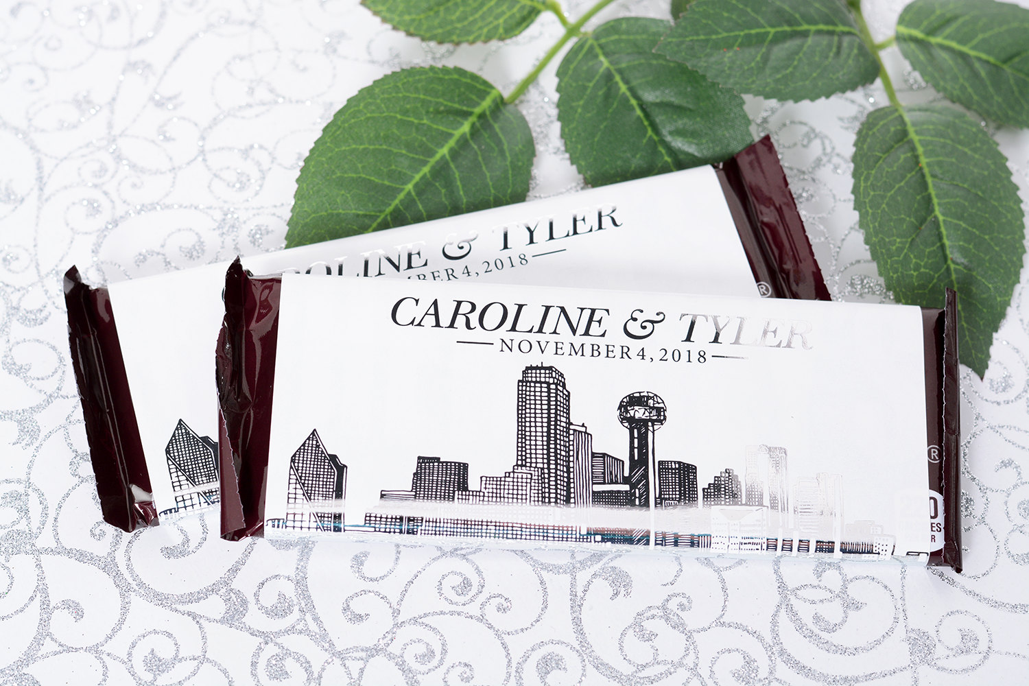 Wedding Candy Wrappers - Metallic Foil Chocolate Bar Wrappers Dallas Labels Custom Stickers