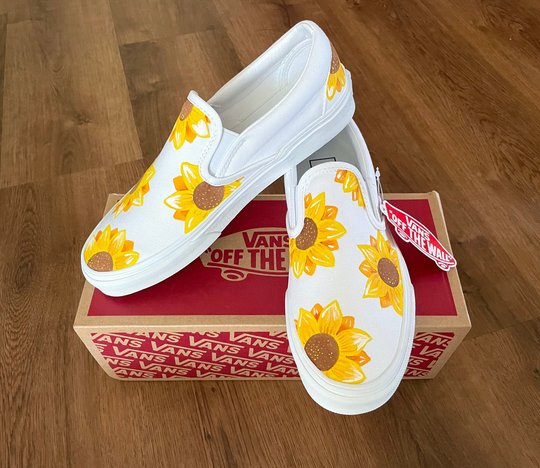 Sunflower Slip-On Vans Custom Shoes