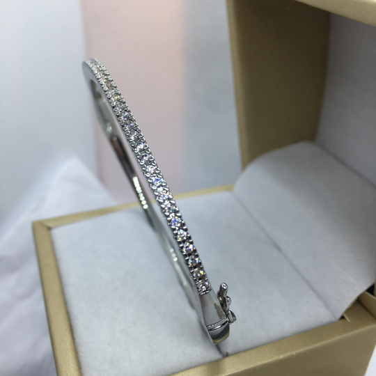 Moissanite Pave Sterling Silver Cuff Bracelet Hinged Bangle Bracelet Ready To Ship