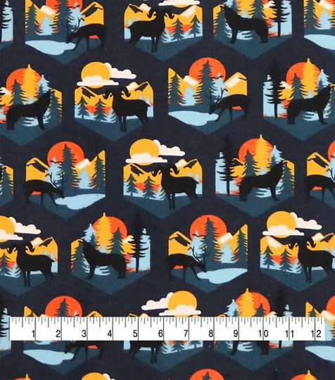 Sunset Wolves, Flannel Fabric By The Yard