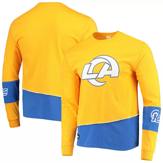 Men's Refried Apparel Gold/Royal Los Angeles Rams Upcycled Angle Long Sleeve T-Shirt, Size: XL