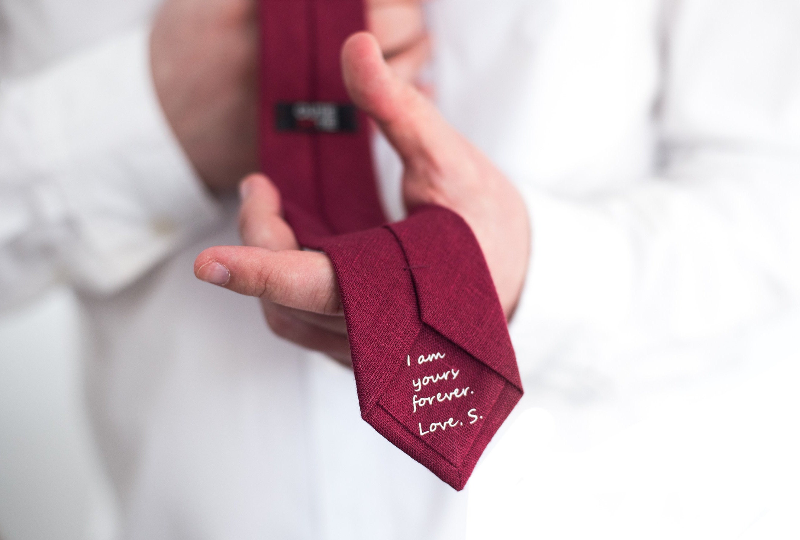 Father Of The Bride Gift Burgundy Wine Personalized Tie