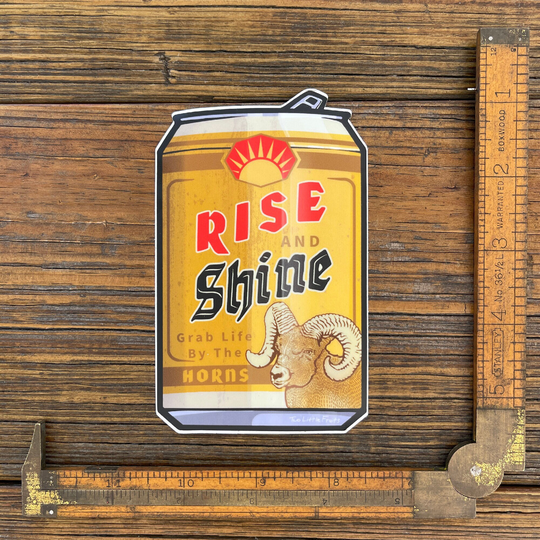 Rise & Shine Bighorn Ram Beer Can Sticker
