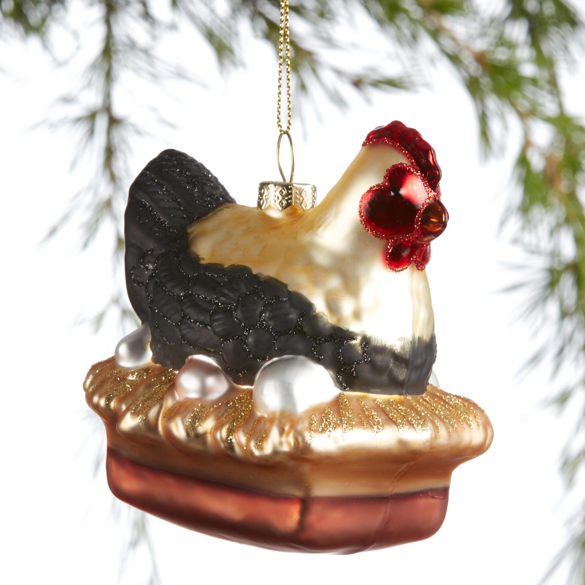 Glass Hen and Eggs Ornament: Multi by World Market