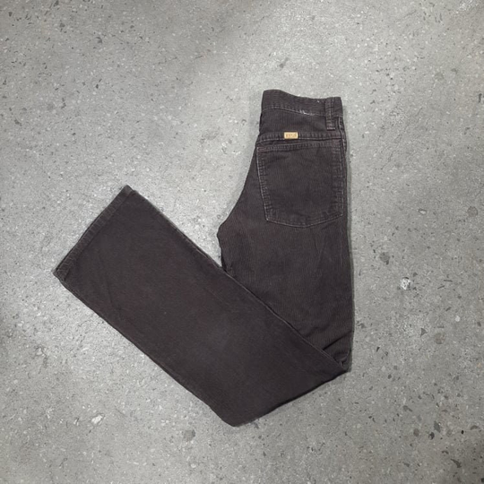 Vintage 1970S Chocolate Brown Rustler Corduroy Flared Jeans Made in U.s.a W 27"
