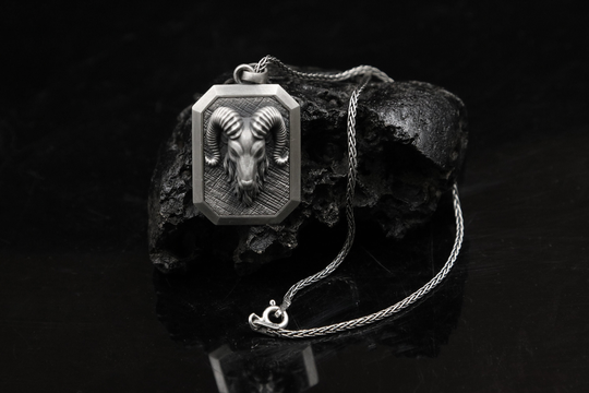 Personalized Aries Pendant Zodiac Sign Ram Necklace Silver Gift Unisex April Birthday For Him, Her Men's, Women's Jewelry