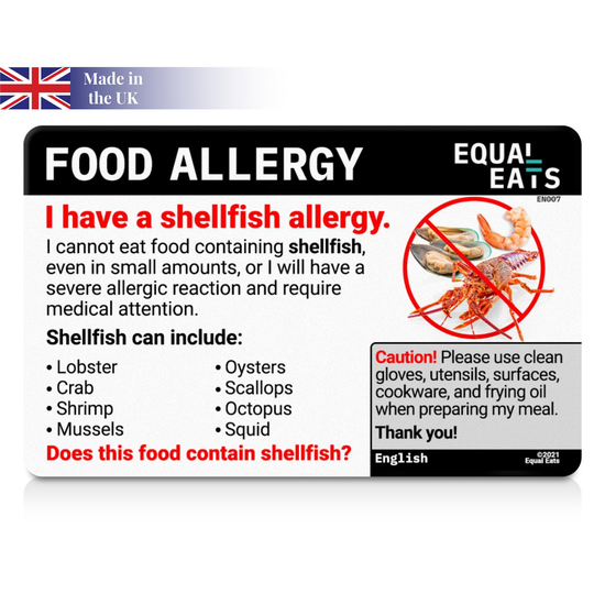 Shellfish Allergy Translation Card Restaurant in 50 Languages Travel Essential Plastic Bracelet Backup