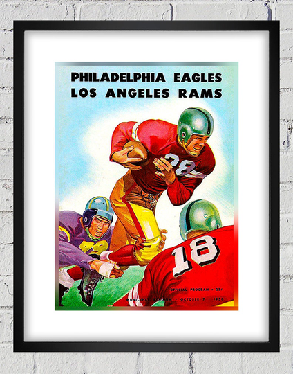 1950 Vintage Philadelphia Eagles - Los Angeles Rams Football Program Cover Digital Reproduction Print Or Matted Framed