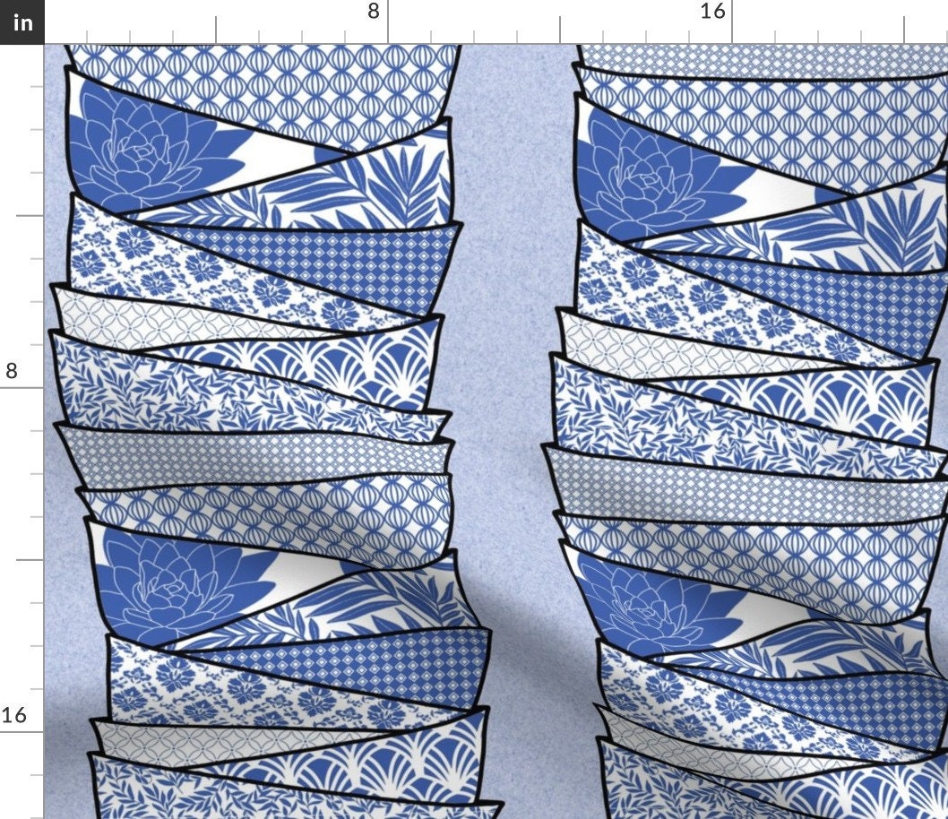 Blue & White Fabric - Stacked Noodle Bowls By Heidi Ann Studios Ramen Cotton The Yard With Spoonflower