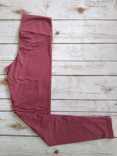 Kids Brushed Poly Leggings, Dark Rose Pink Solid