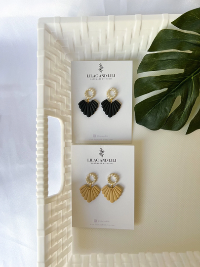 Polymer Clay Earrings| Dangle Black Neutral & Drop Handmade Dainty